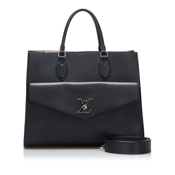 Louis Vuitton LockMe Tote MM Shoulder Bag Noir Black Leather - Picture 1 of 9